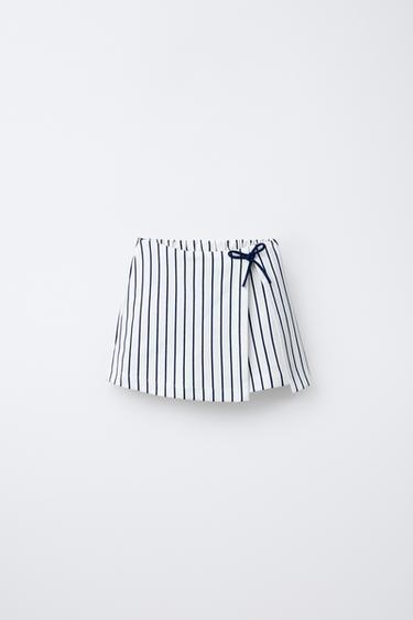 STRIPED BERMUDA SKORT WITH BOW - Navy blue by Zara