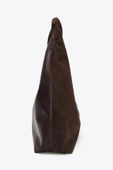 CONTRAST LEATHER SHOULDER BAG - Chocolate by Zara - Image 5