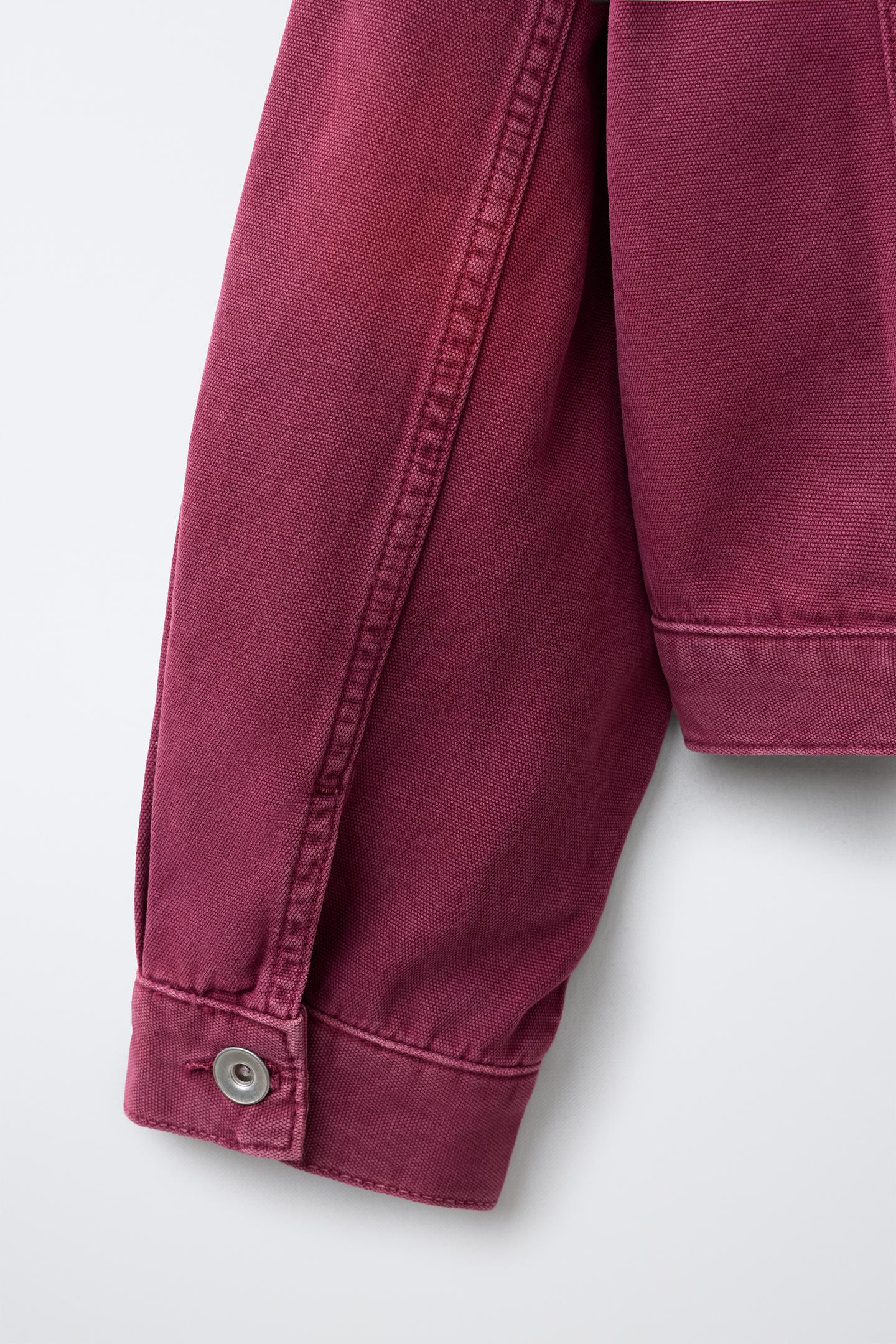 Детская куртка Zara Washed Effect Twill, цвет: Малиновый — фото 5