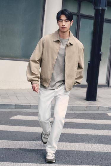 Zara 水洗棉質修身夾克 - 沙色