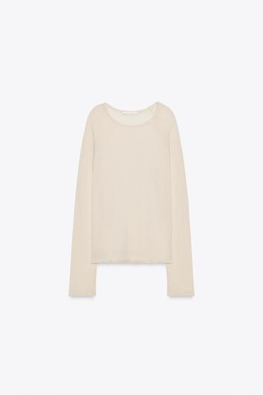 MAGLIETTA MANICHE LUNGHE MISTO LANA - Écru di Zara