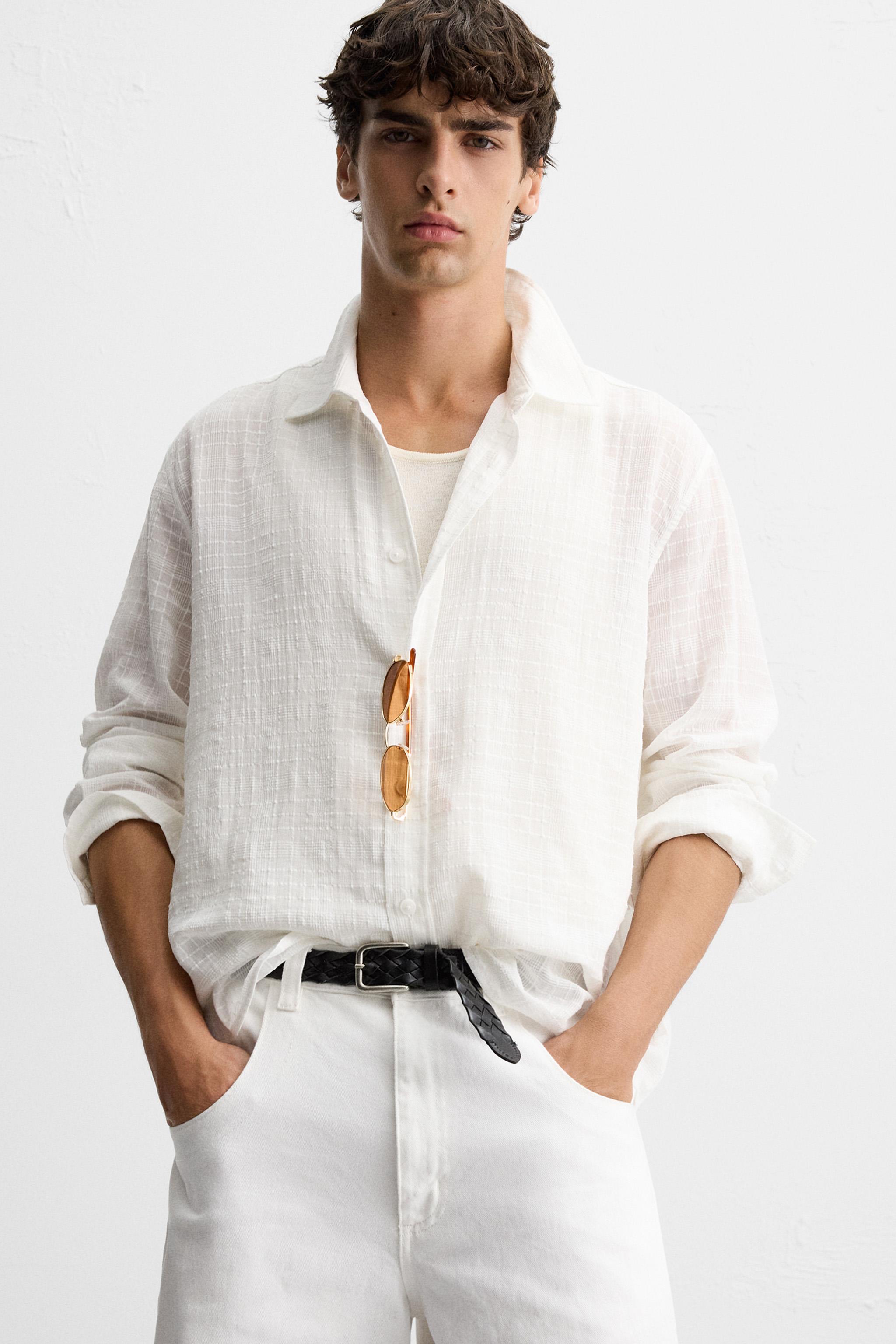 【ZARA】ジャカードチェック柄ポロシャツ 6048/305/800 メンズ/杢調ジャカードチェック柄長袖ポロシャツ3色組｜メンズ