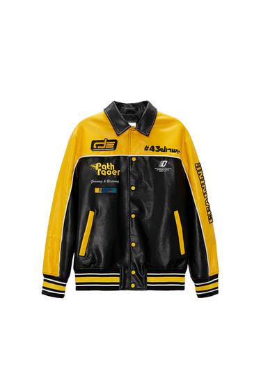 FAUX LEATHER JACKET WITH PATCHES