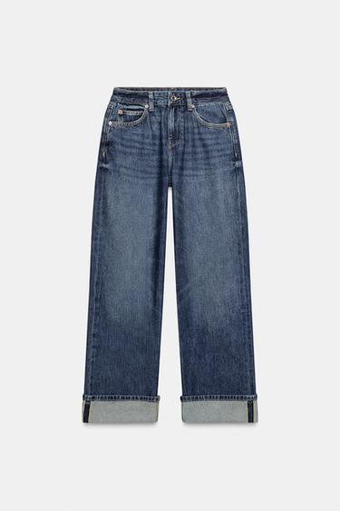 JEANS Z1975 WIDE LEG CROPPED TIRO ALTO - Zara의 블루 - 이미지 0