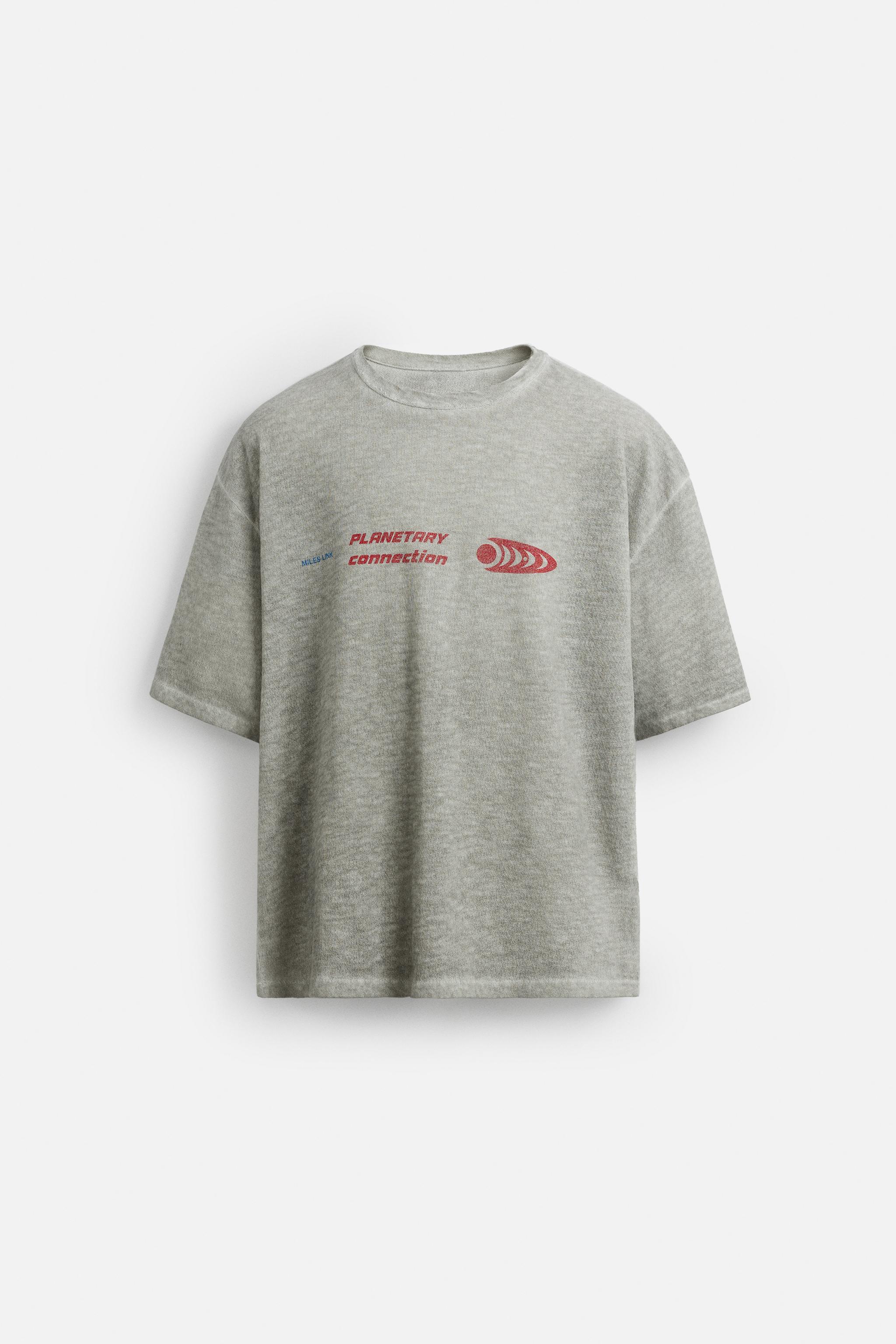 【ZARA】コンビプリントニットTシャツ 4805/442/807 COMBINED PRINT KNIT T-SHIRT - Anthracite grey | ZARA United