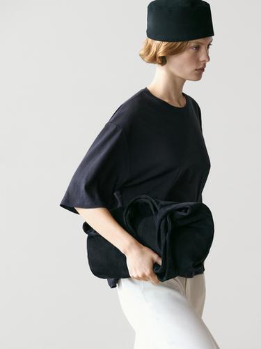 Zara Oversize cotton short sleeve T-shirt - Navy blue
