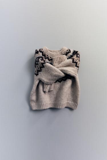 JACQUARD KNIT JUMPER - camel by Zara