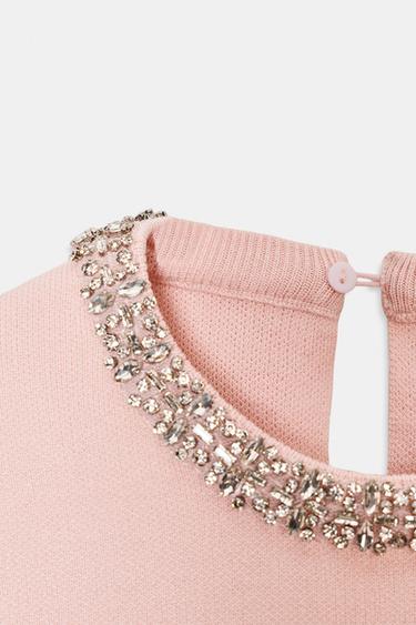 TOP EN MAILLE AVEC FANTAISIE BIJOU - Rose pastel de Zara - Image 7