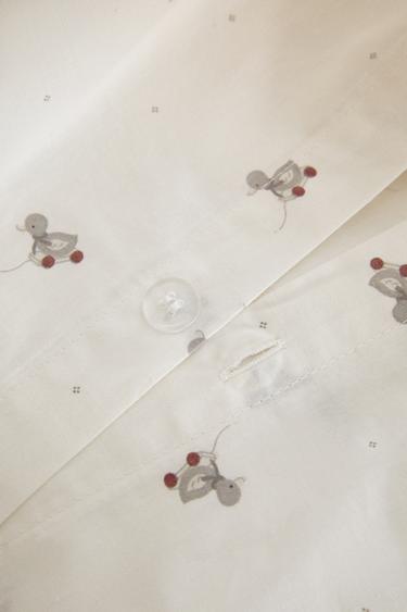 CHILDREN'S DUCKLING PRINT FITTED SHEET - Oyster-white by Zara - Image 4
