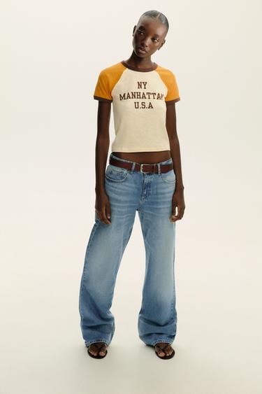 MID-RISE WIDE-LEG TRF JEANS - Light blue by Zara