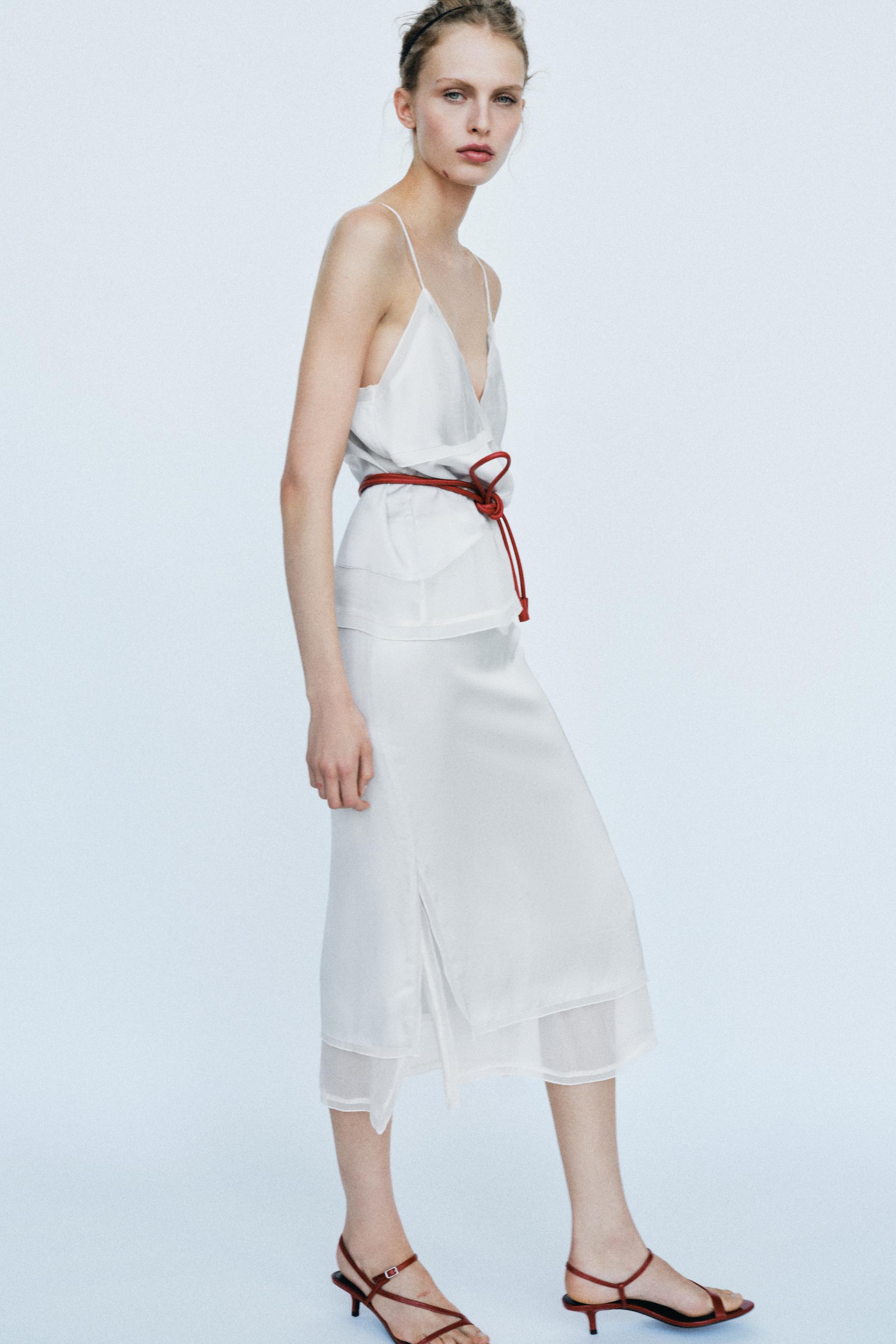 COMBINED SATIN MIDI SKIRT thumbnail 3