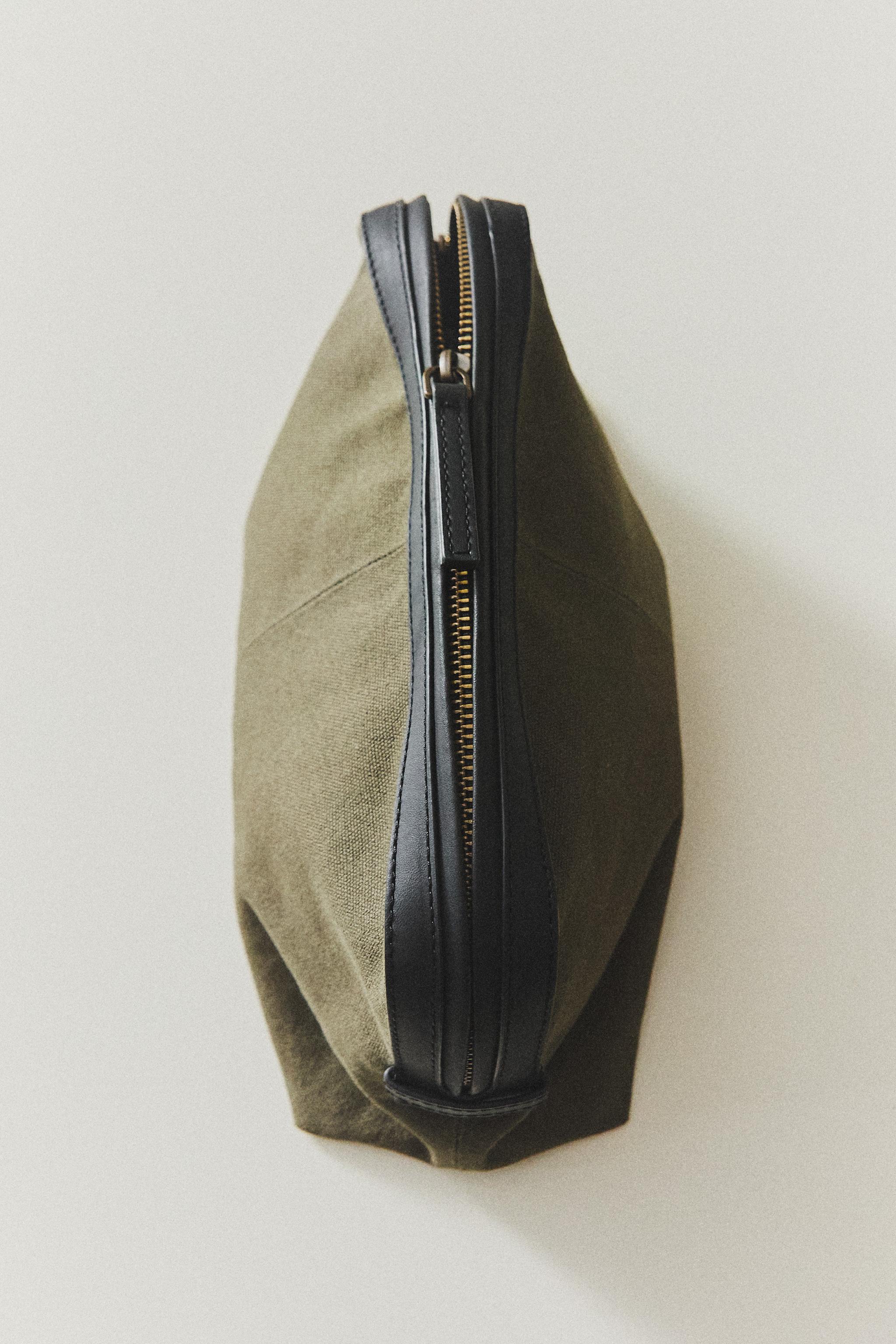 CANVAS LEATHER MAKEUP BAG