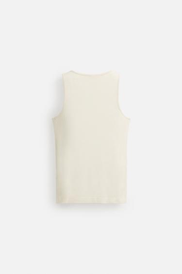 T-SHIRT DÉBARDEUR SEMI-TRANSPARENT - Écru de Zara - Image 7