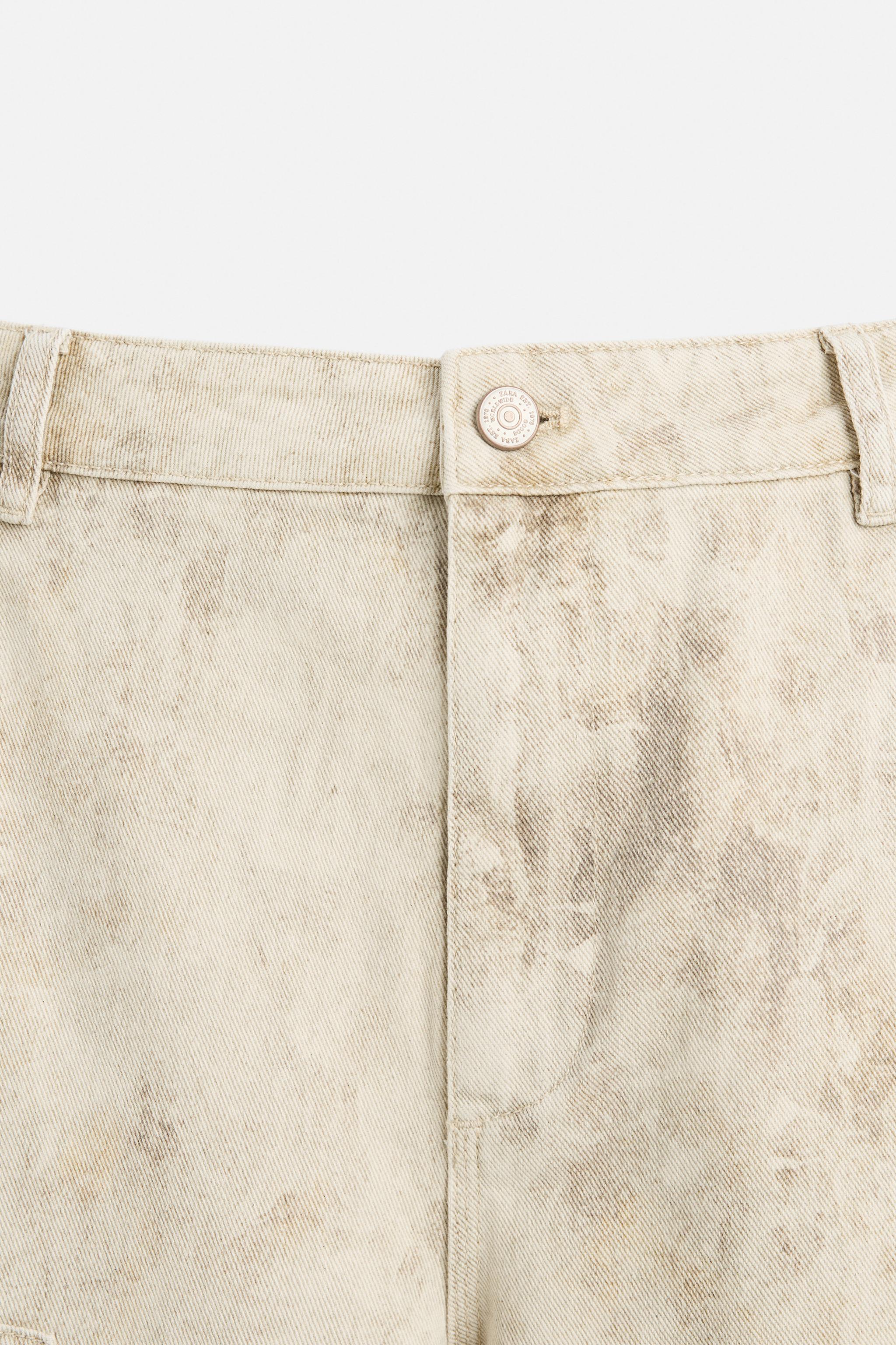 【ZARA】アブストラクトプリント カーペンターパンツ 5862/465 ABSTRACT PRINT CARPENTER PANTS - Beige | ZARA United States