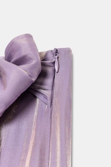 PANTALON PARÉO À NŒUD EFFET BRILLANT - Mauve de Zara - Image 7