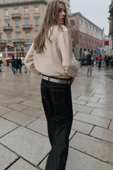 CONTRASTING SEAM BALLOON TOP - Ecru by Zara - Image 3