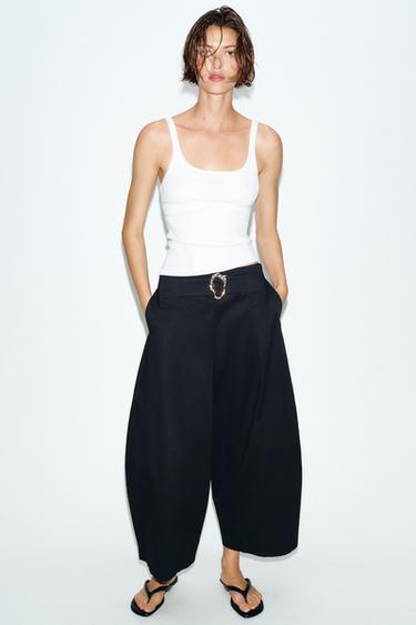 PANTALONI BARREL CON FIBBIA - Nero di Zara