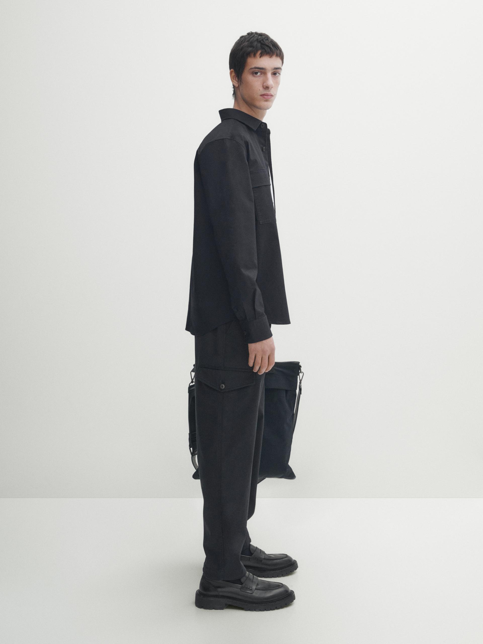 Relaxed fit cargo trousers - Navy blue