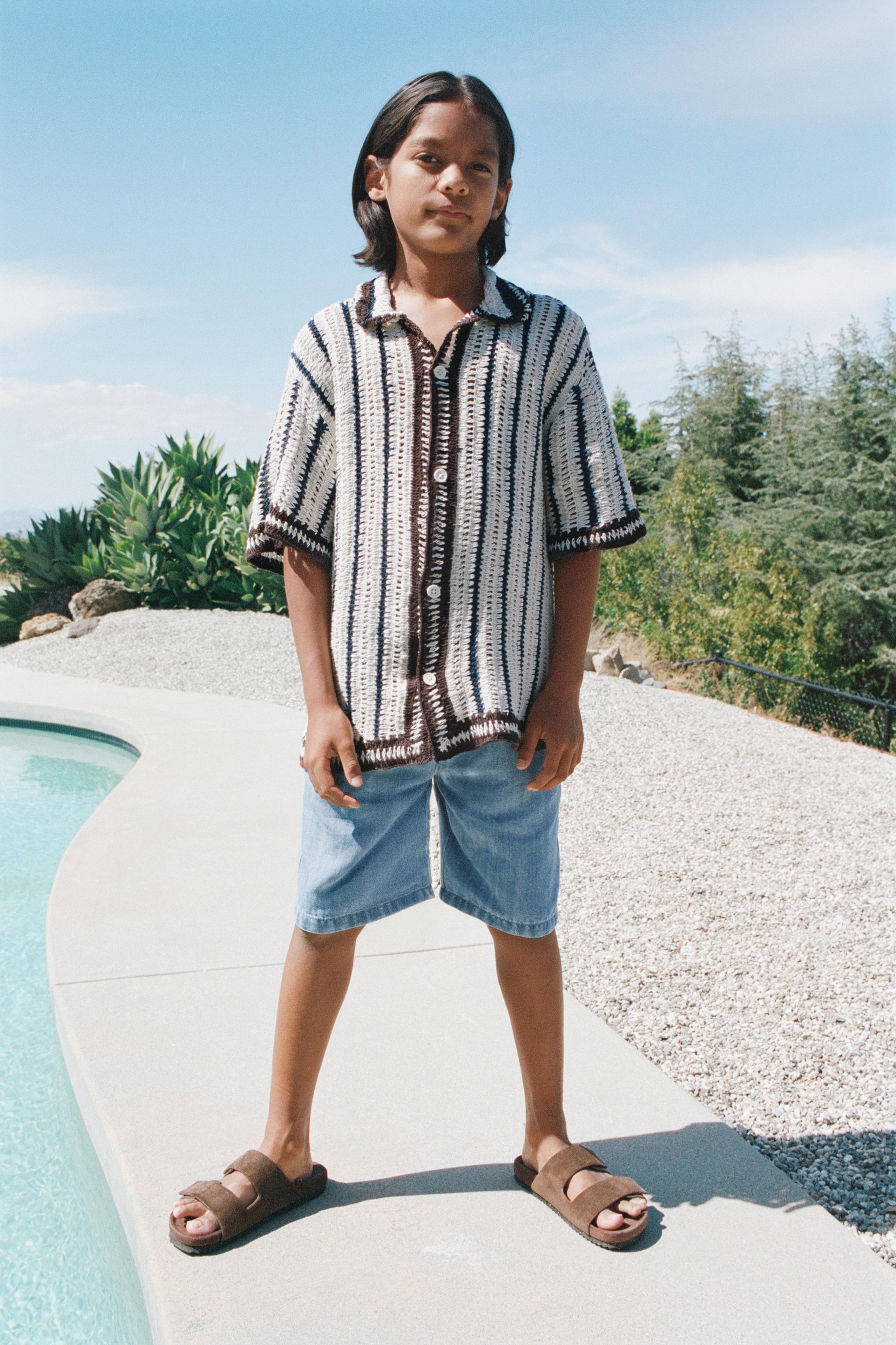 DENIM SHORTS WITH COTTON AND LINEN