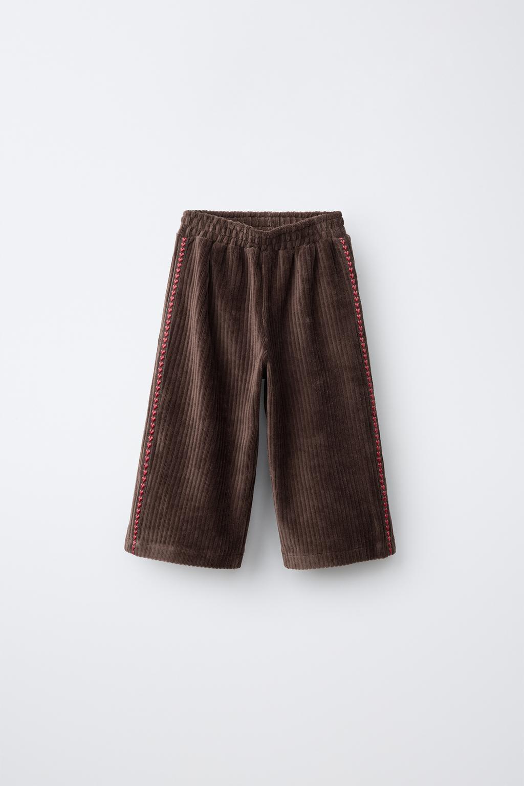 EMBROIDERED HEART CORDUROY CULOTTES