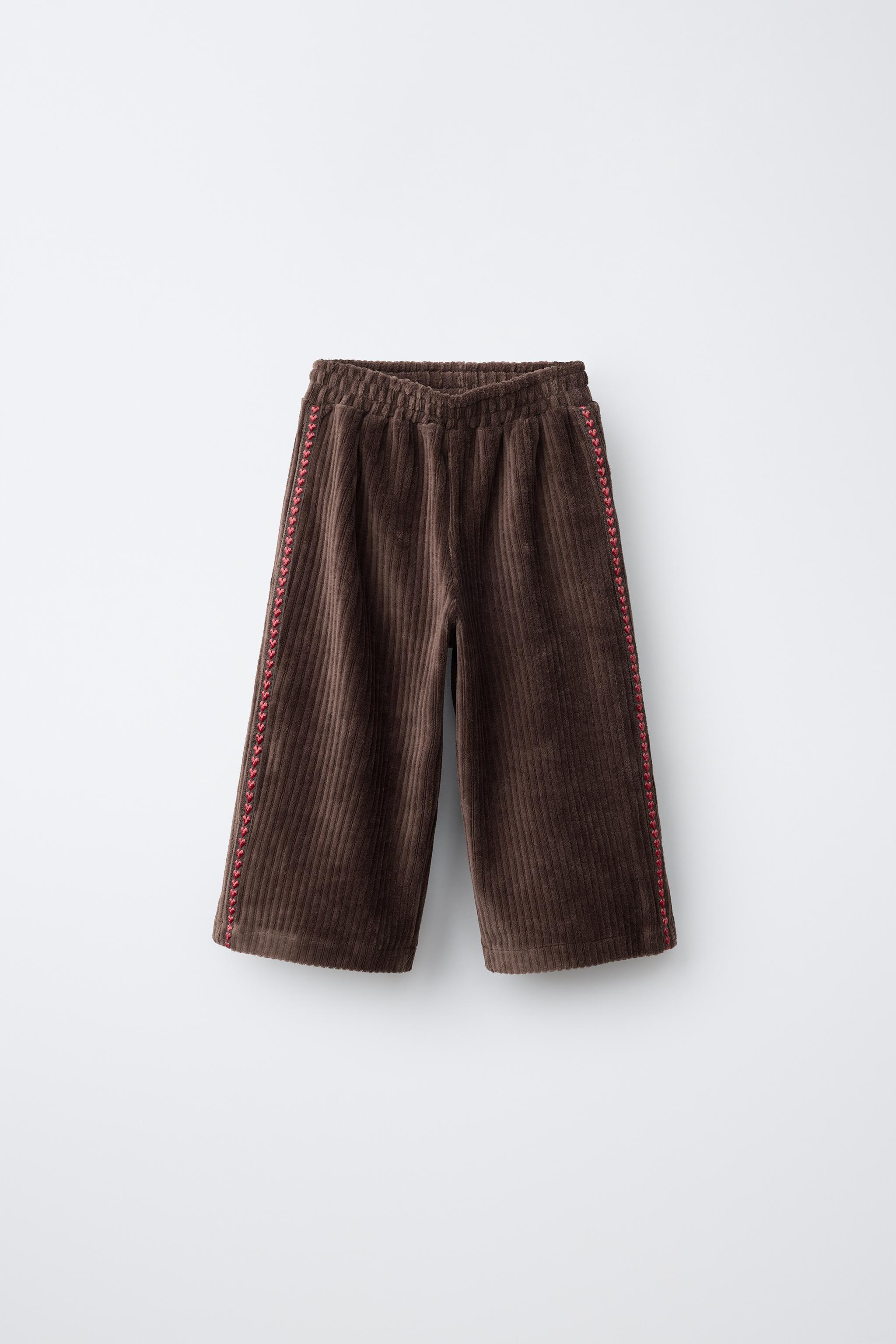 EMBROIDERED HEART CORDUROY CULOTTES