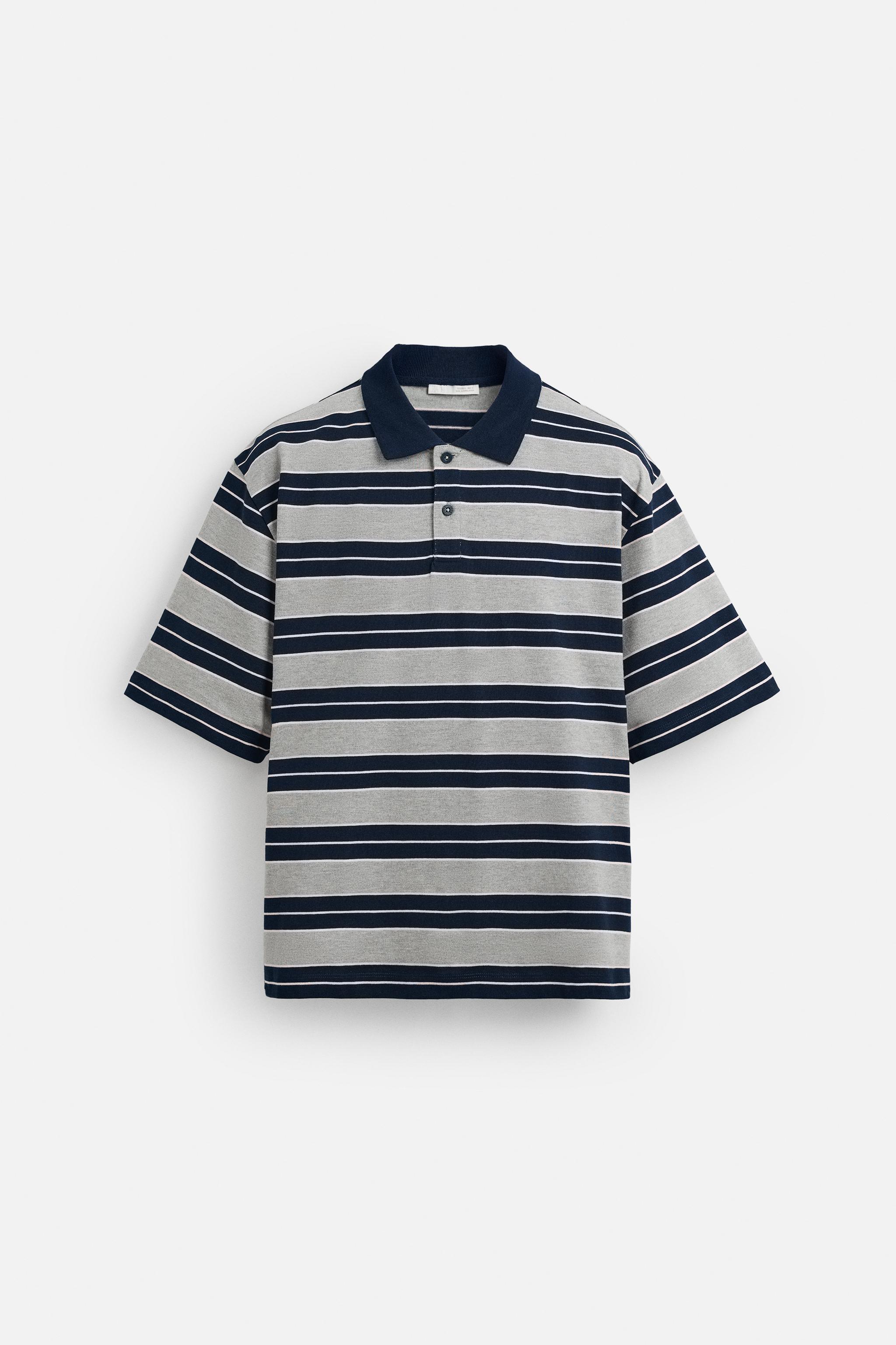 STRIPED RELAXED FIT POLO SHIRT - Gray marl | ZARA United States