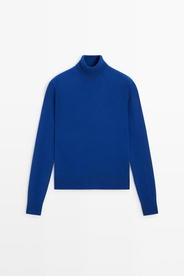 Wool blend knit turtleneck sweater — Bluish 2