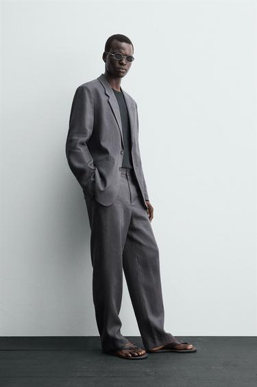 BLAZER COSTUME 100 % LIN - Gris foncé de Zara - Image 3