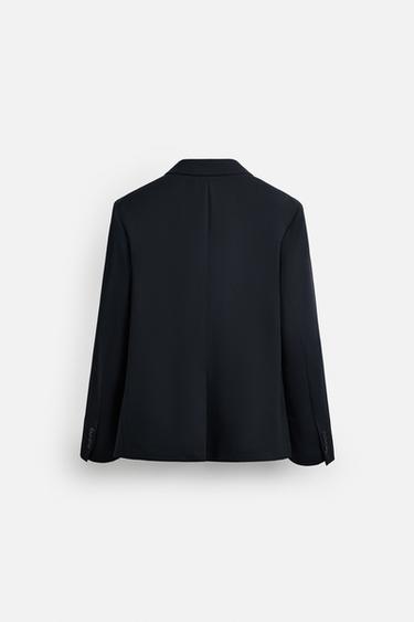 VESTE DE COSTUME CROISÉE 100 % LAINE - Bleu marine foncé de Zara - Image 8