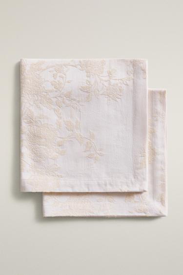 PACK OF COTTON JACQUARD NAPKINS (PACK OF 2) - Beige by Zara
