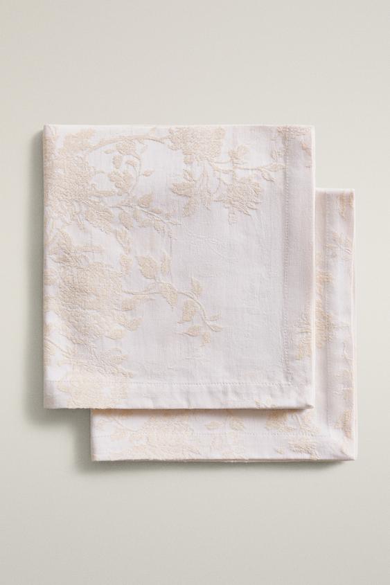 Zara JACQUARD COTTON NAPKIN PACK (PACK OF 2) - Beige - Image 0