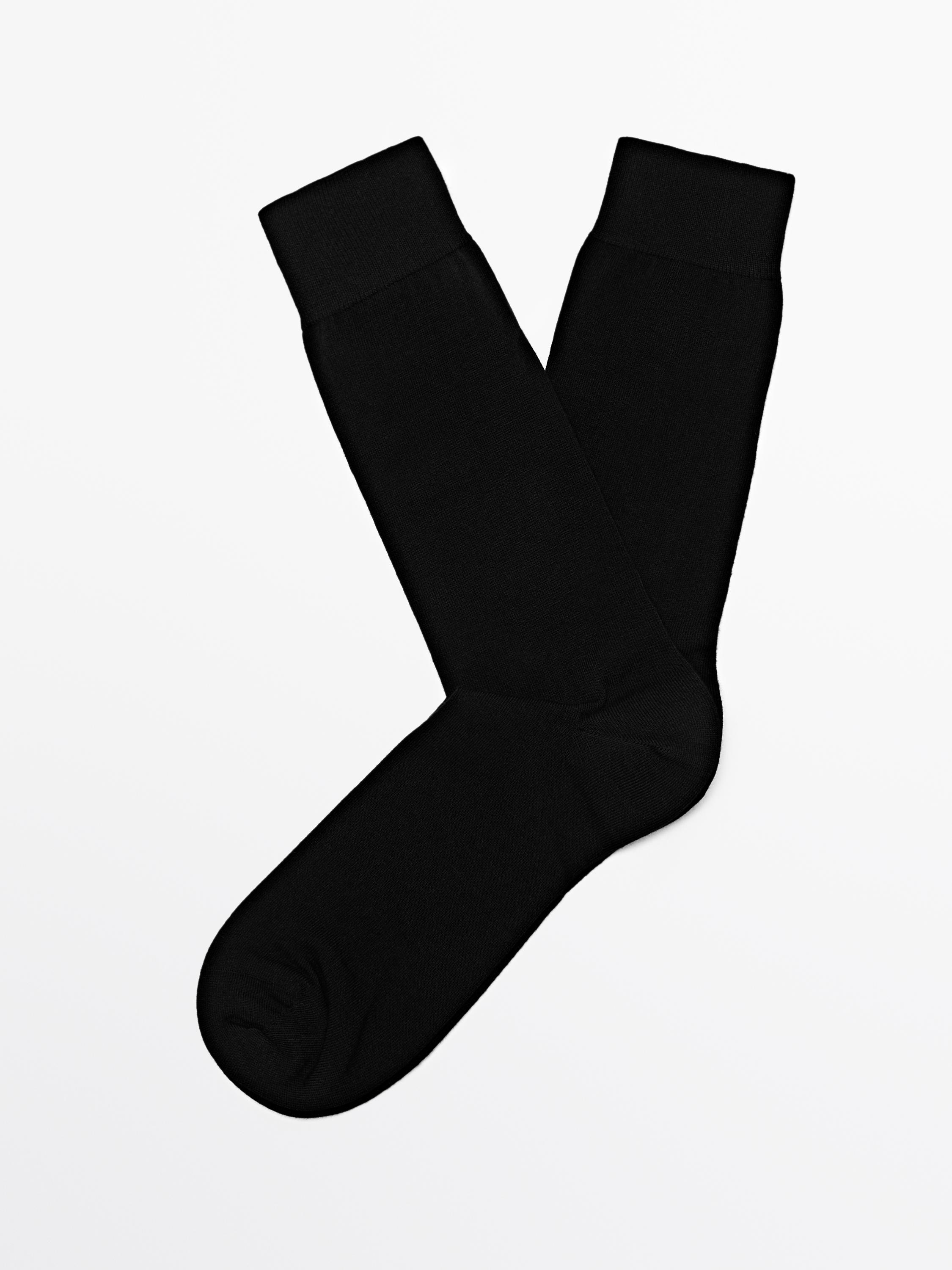 Plain knit cotton blend socks