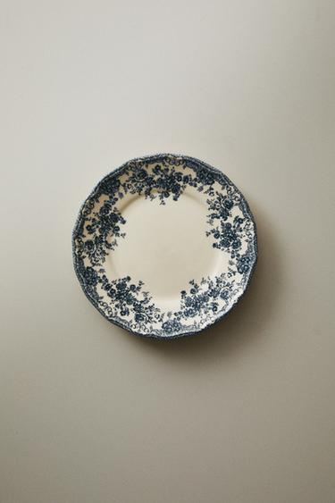 FLORAL EARTHENWARE SIDE PLATE - Blue by Zara - Image 5