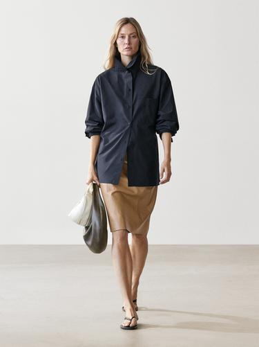 Sobrecamisa bolsillo mezcla algodón - Azul profundo de Zara - Imagen 0