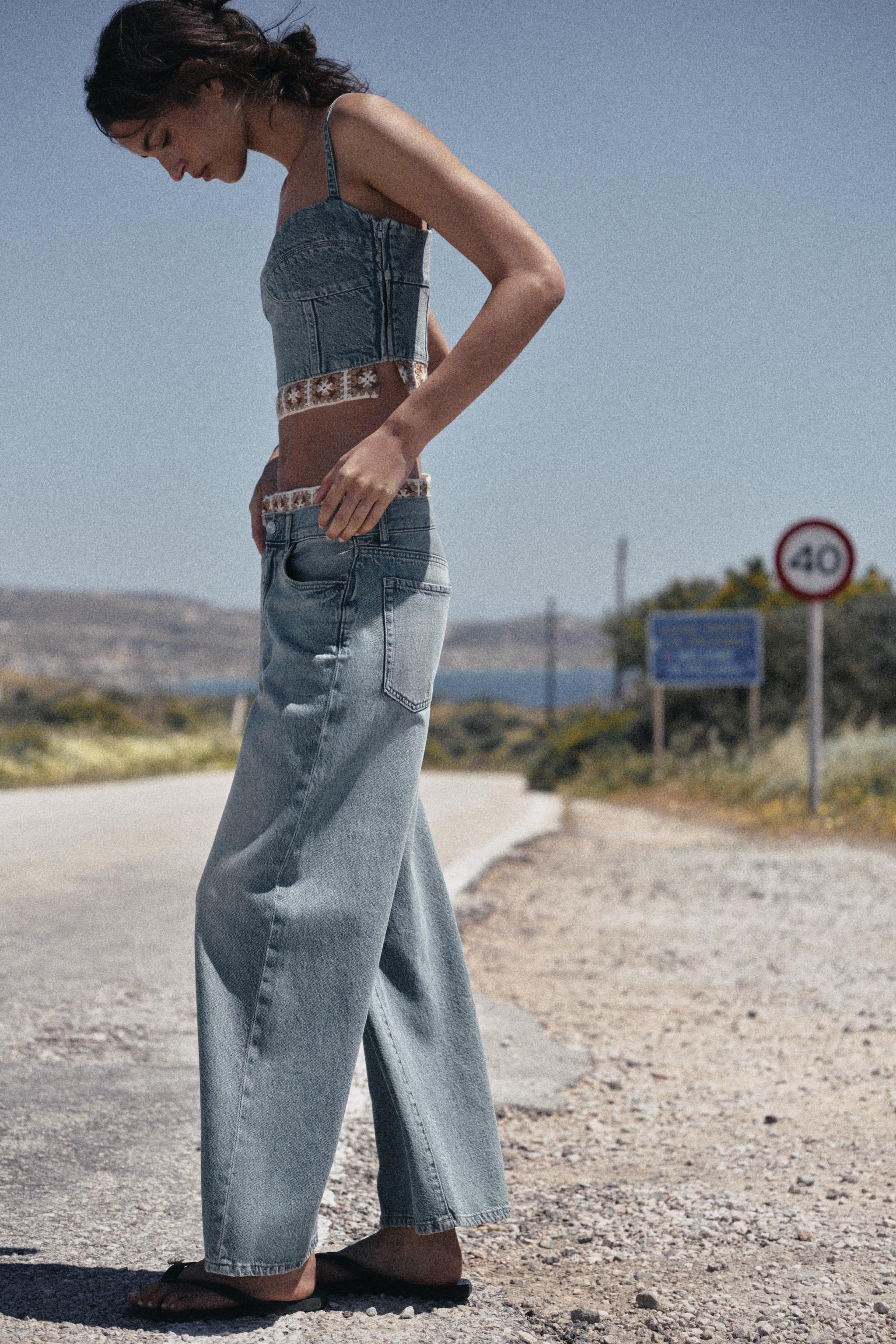 Z1975 LOOSE FIT MID-RISE CROCHET JEANS - Mid-blue | ZARA Canada