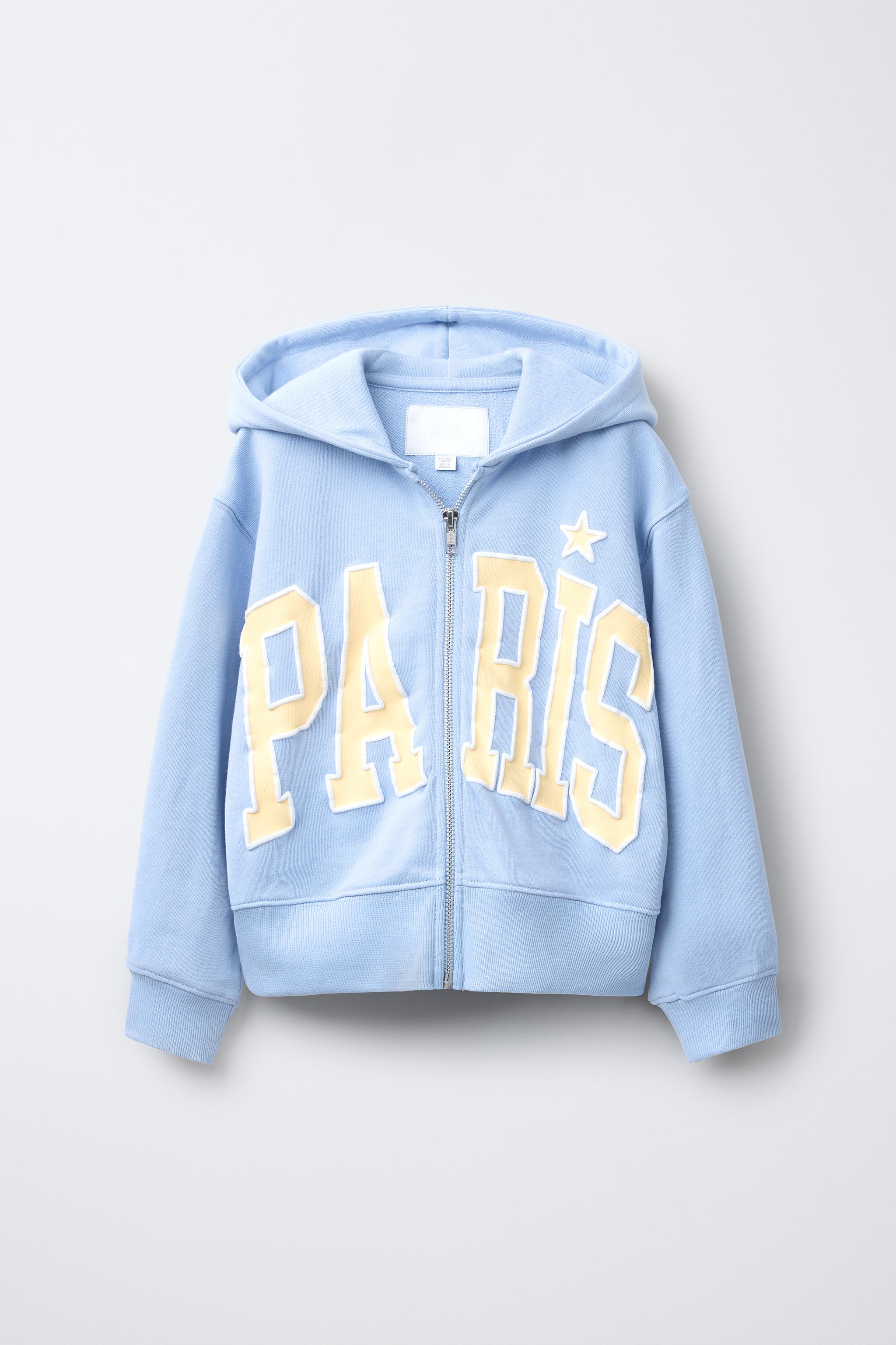 yゆーりy☺︎ VARSITY ZIP-UP SWEATSHIRT - Ecru | ZARA New Zealand