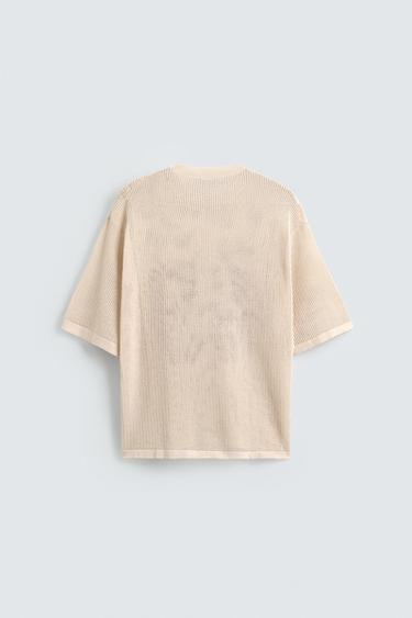 NUMBER MESH KNIT T-SHIRT - Ecru by Zara - Image 8