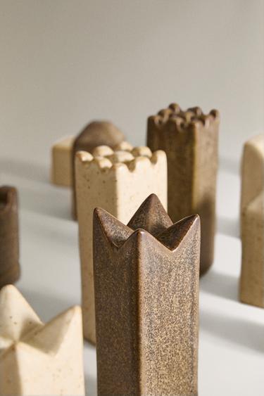 SET OF CERAMIC CHESS PIECES (SET OF 56) - Ecru by Zara - Image 2