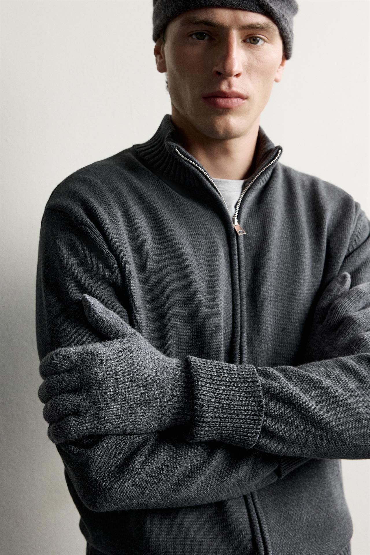 100% WOOL KNIT GLOVES — Gray