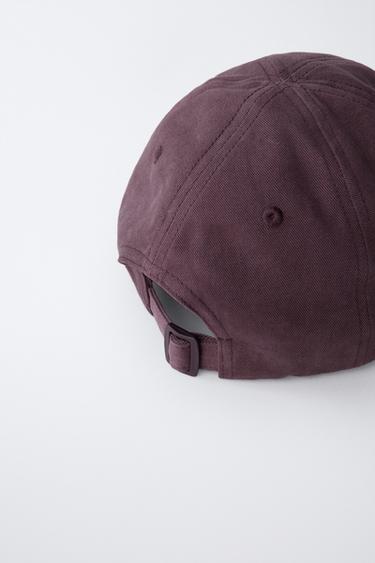 TOPI EFEK WASHING TEKS BORDIRAN - Ungu marl dari Zara