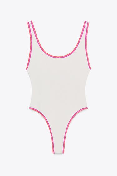 CONTRAST PLAIN SWIMSUIT - Ecru by Zara