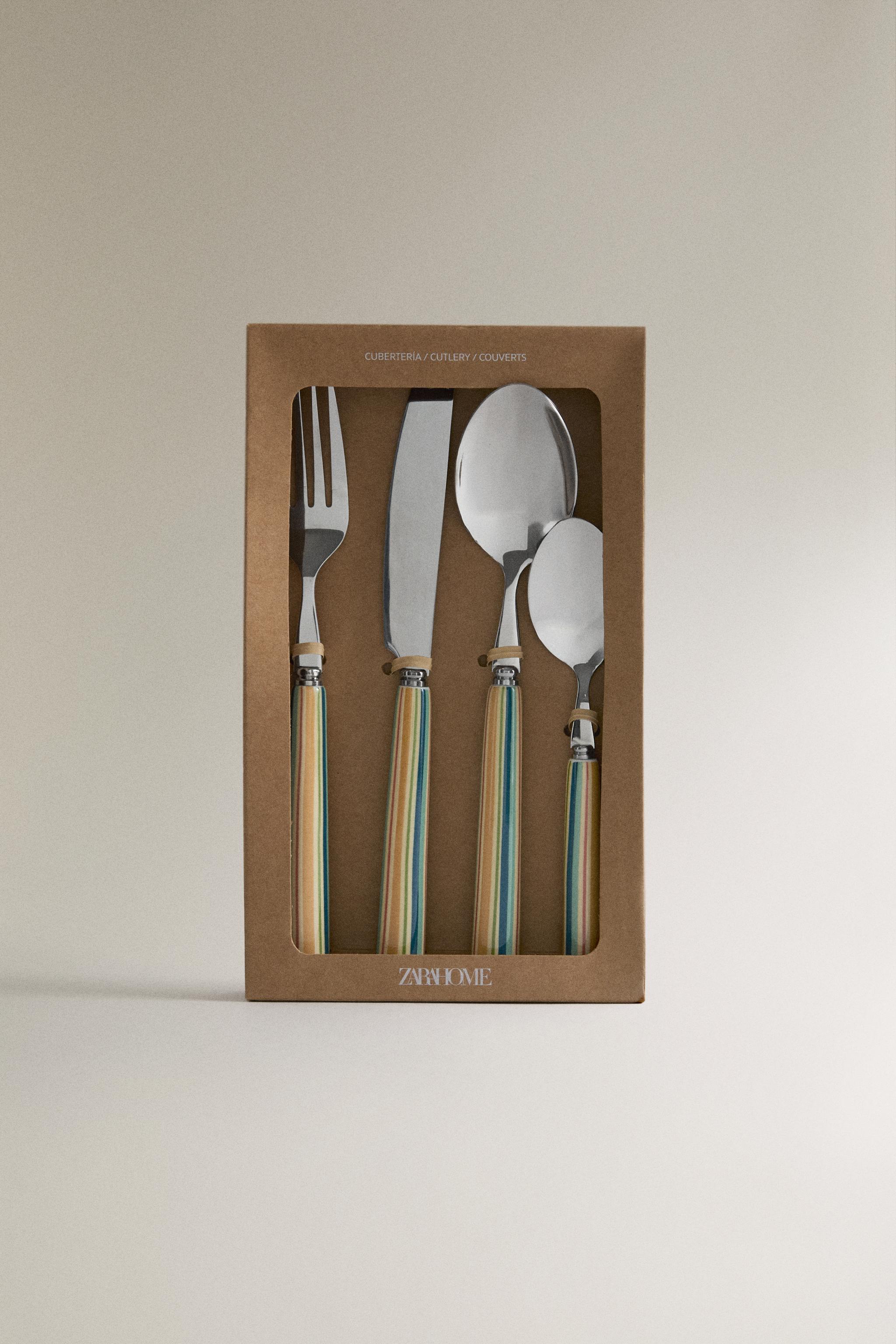 ENSEMBLE COUVERTS MANCHE CÉRAMIQUE (LOT DE 4)