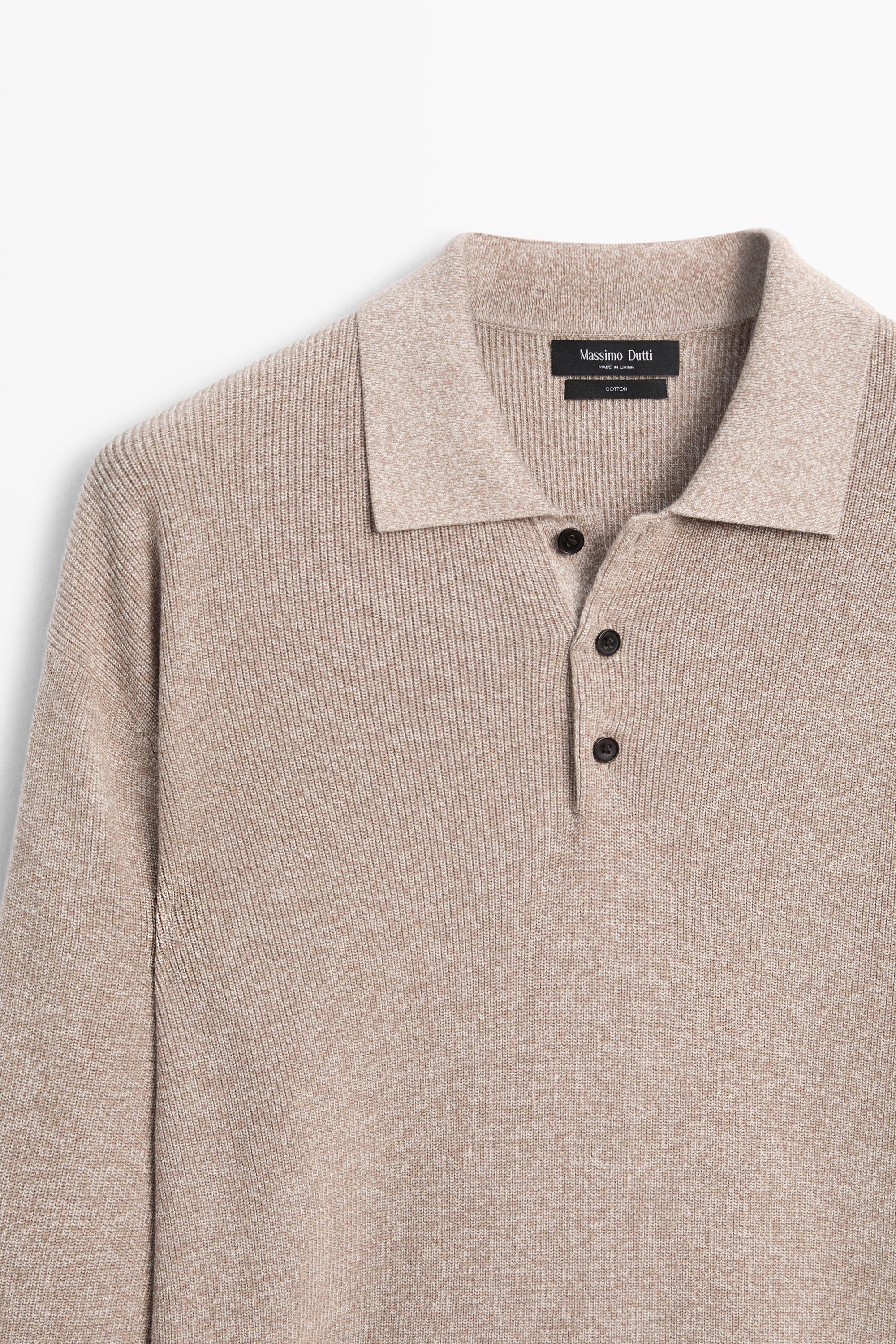 Pull polo en maille moulinée 100 % coton