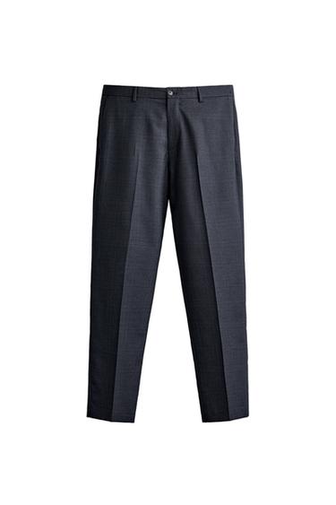 CHECK REGULAR FIT SUIT TROUSERS - Blue by Zara