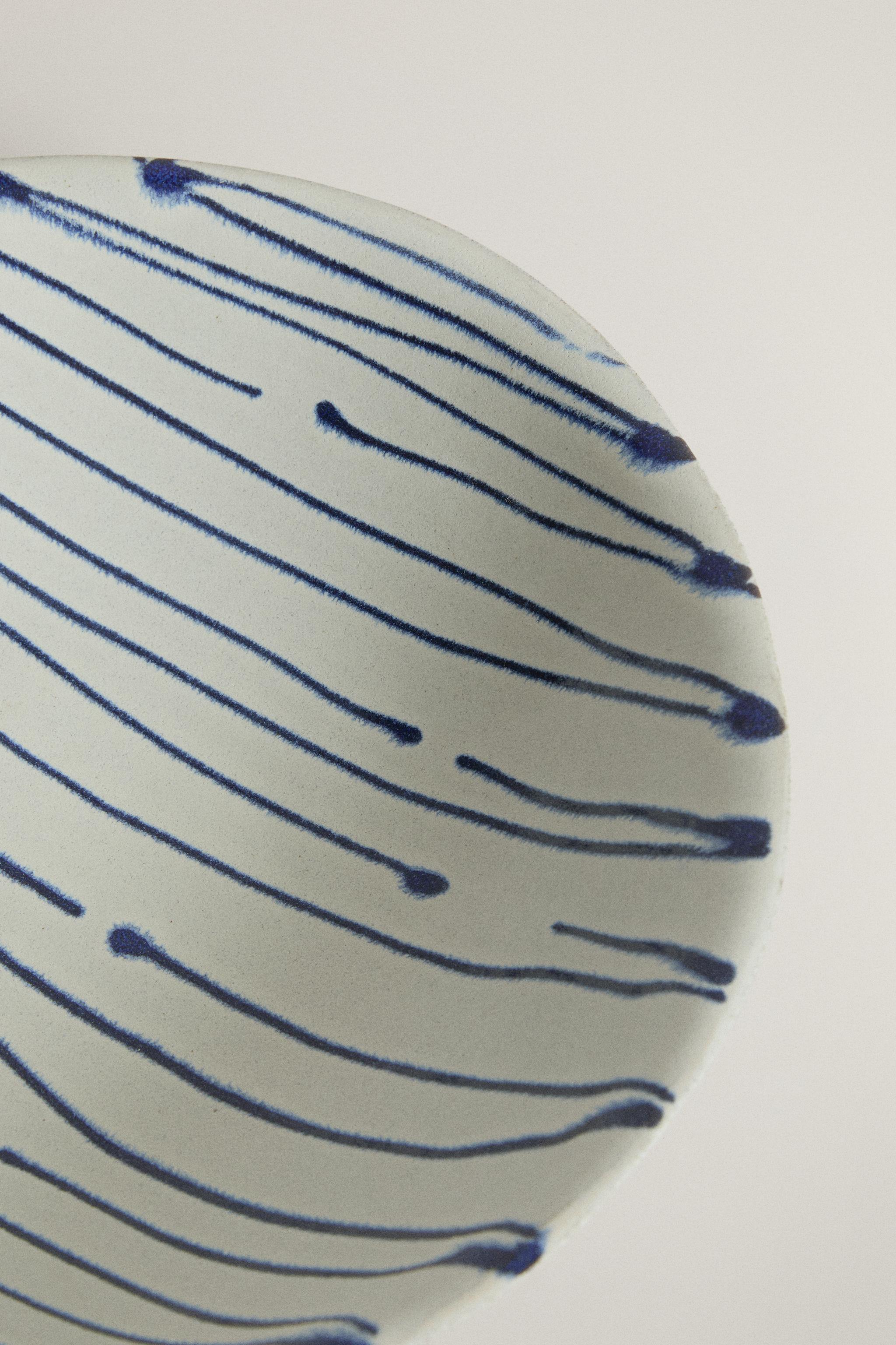 STRIPED EARTHENWARE SALAD BOWL