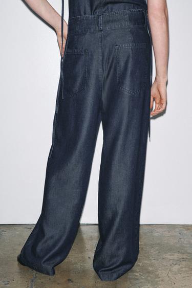 PANTALON CROISÉ EN DENIM ZW COLLECTION - Bleu de Zara - Image 2