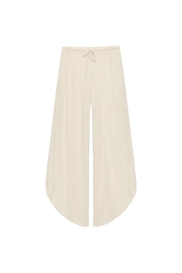リネン混スリットパンツサンドZaraのリネン混スリットパンツ - サンド 