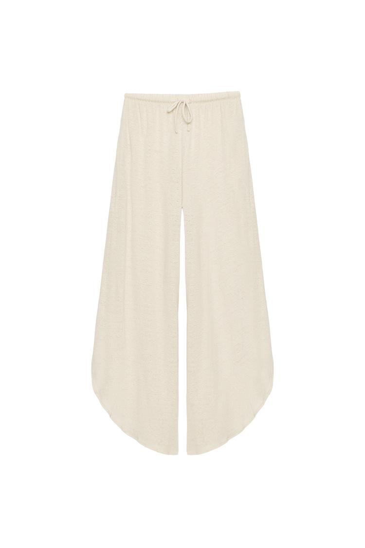 LINEN BLEND TROUSERS WITH SLITS