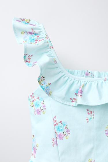 ROBE À VOLANTS IMPRIMÉ FLEURI - Bleu pastel de Zara - Image 2