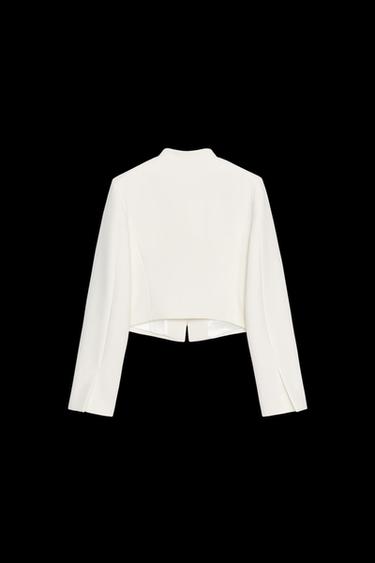 Zara CROP BLAZER - Oyster-white